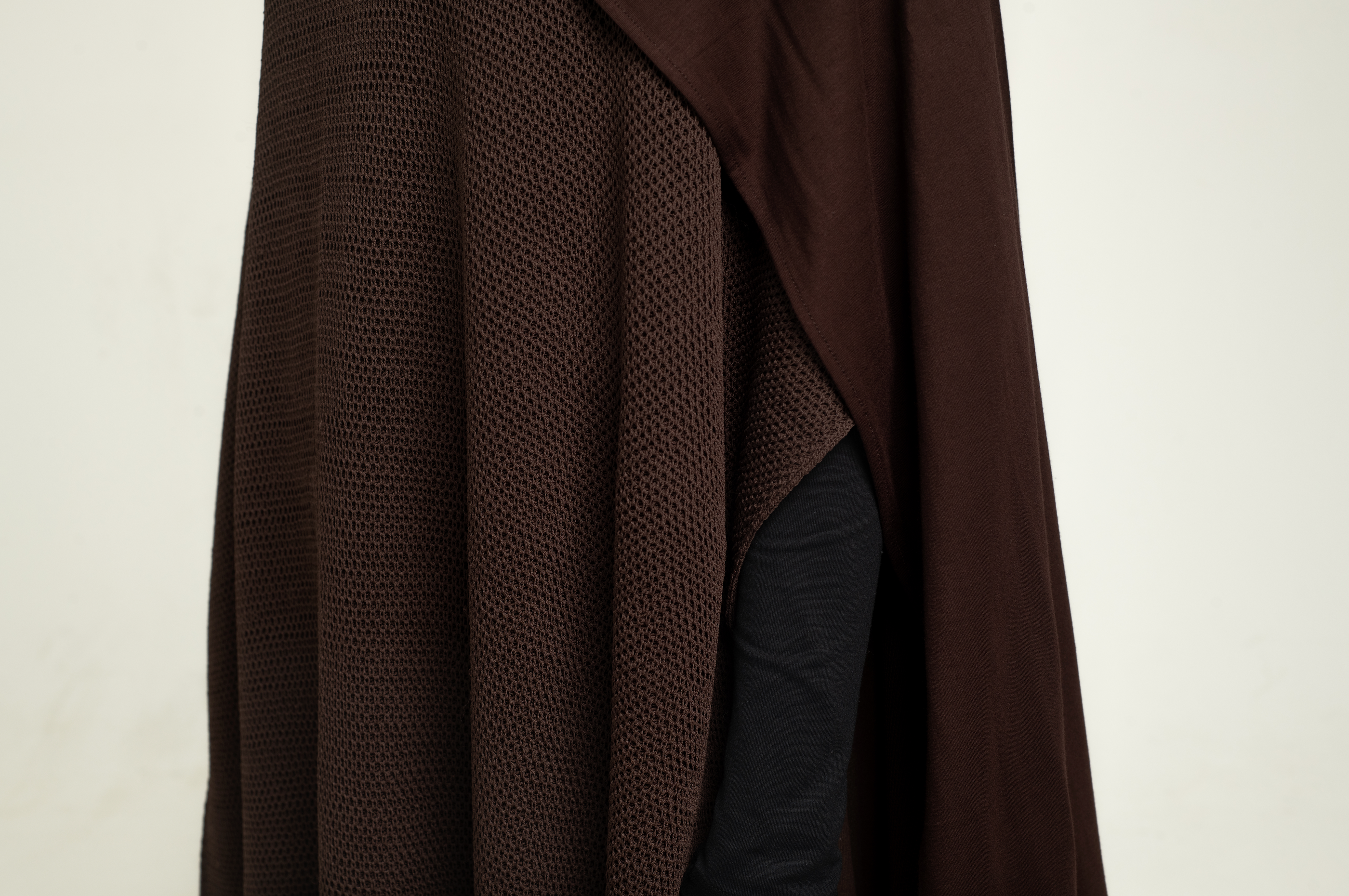 Long Knitted Cape - Chocolate