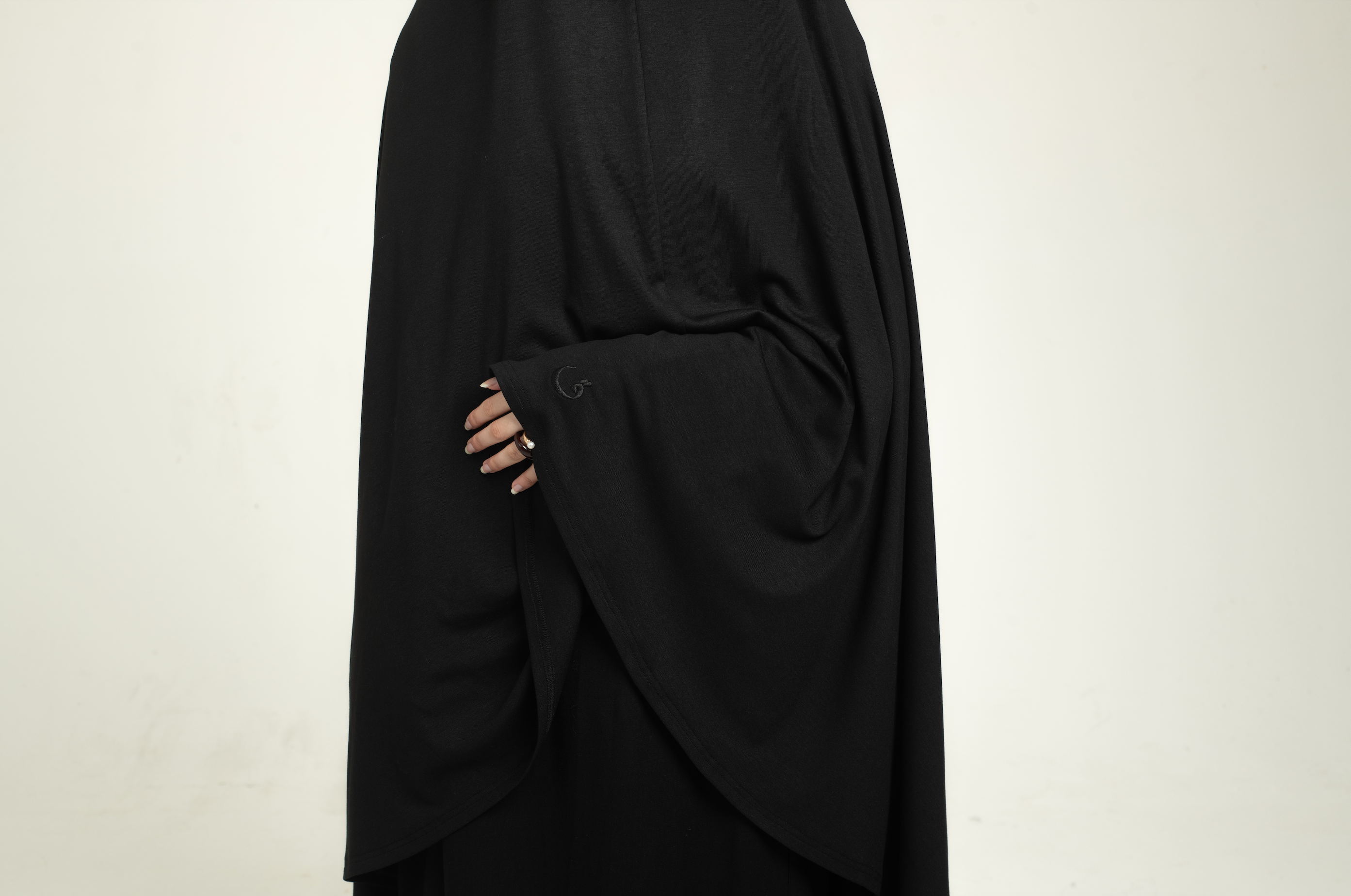 Knit Long Khimar - Black