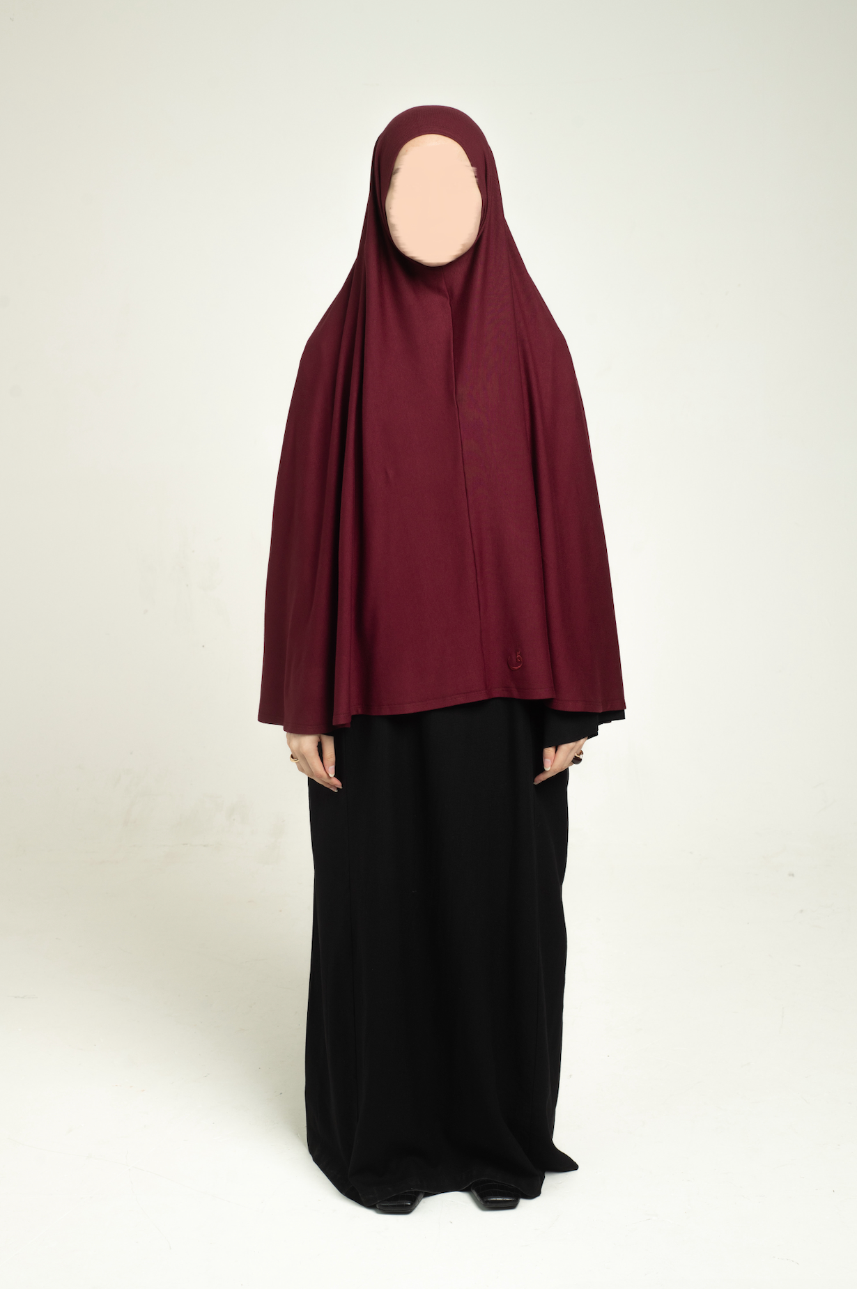 Knit Short Khimar - Burgundy