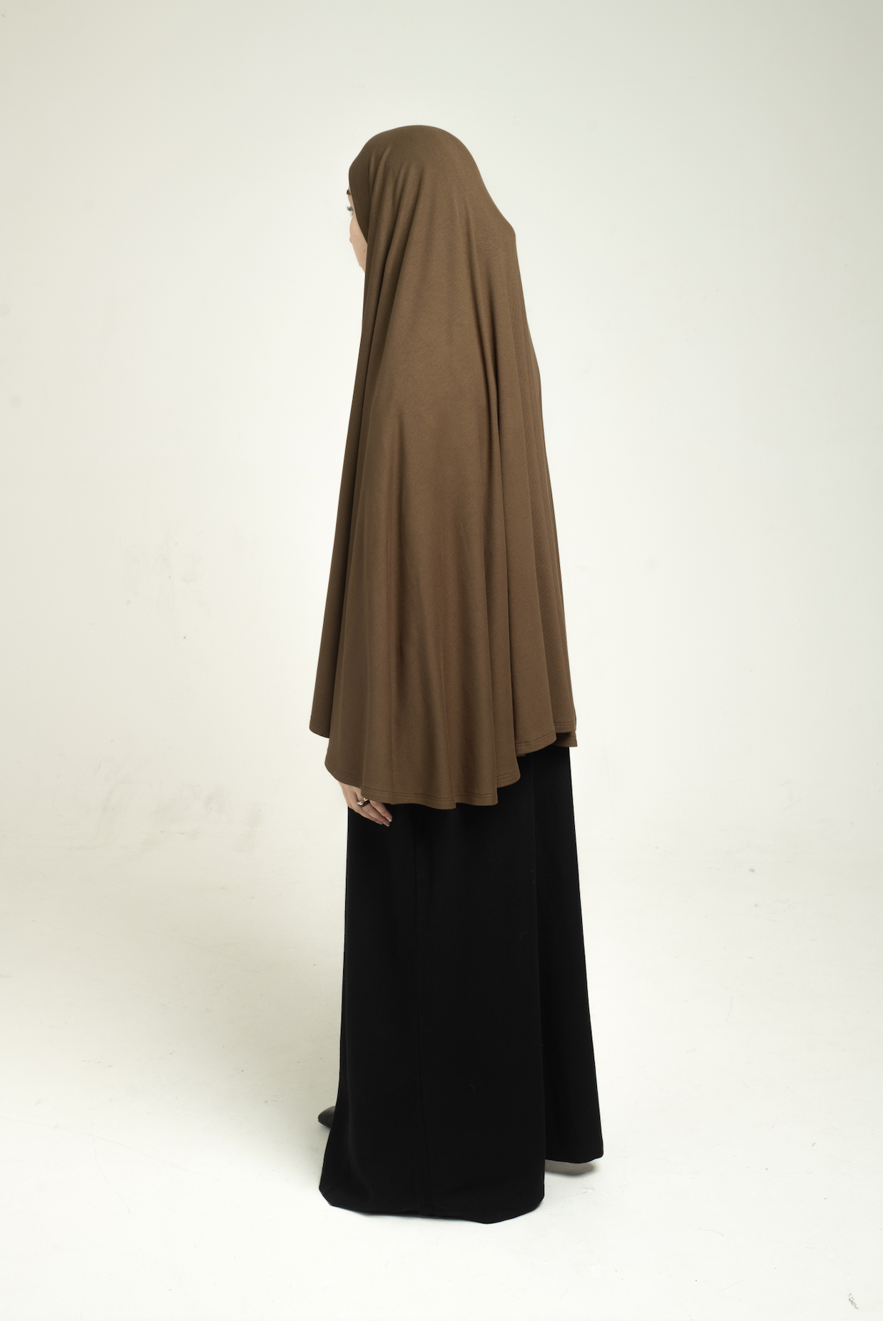 Knit Short Khimar - Khaki Brown