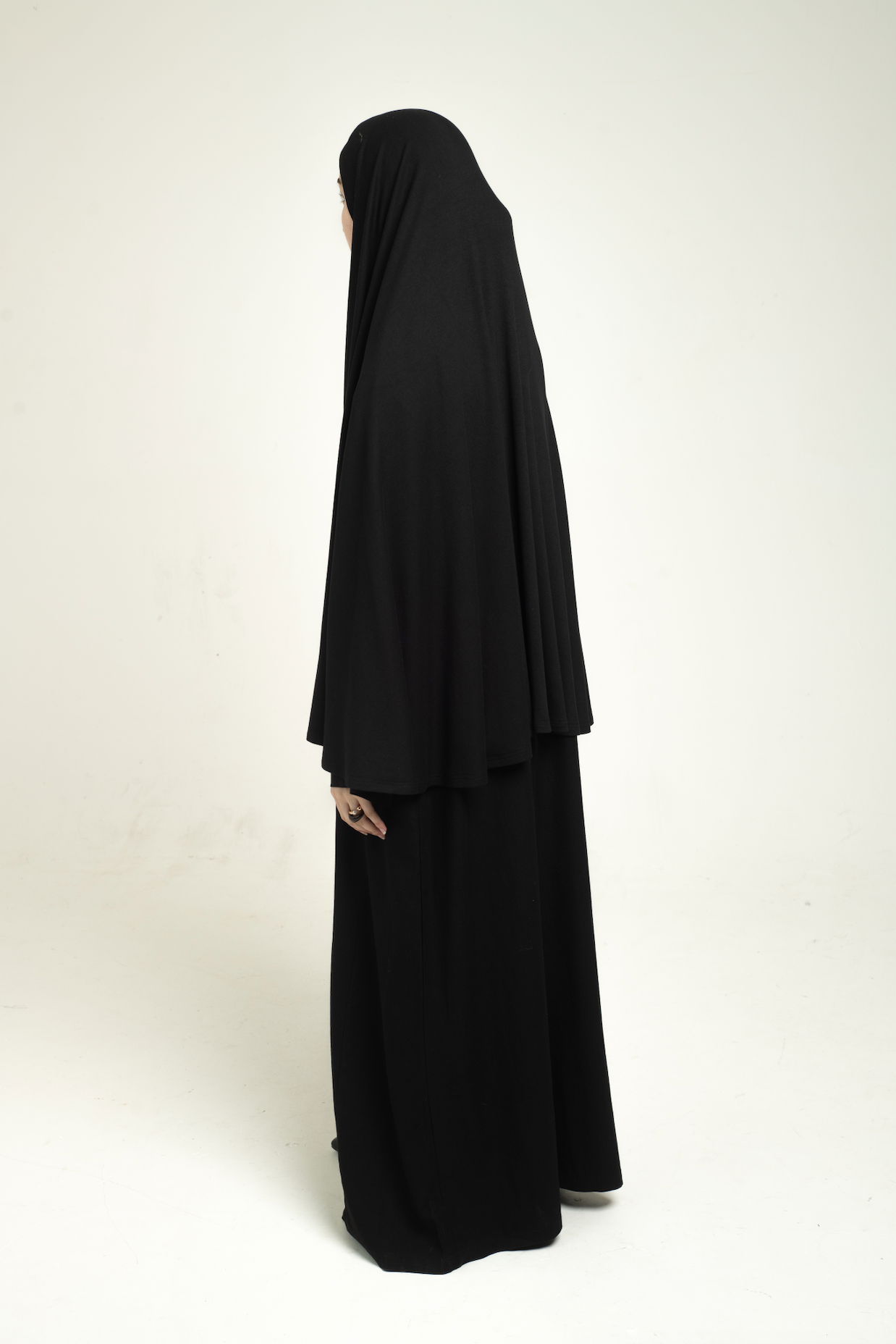 Knit Long Khimar - Black